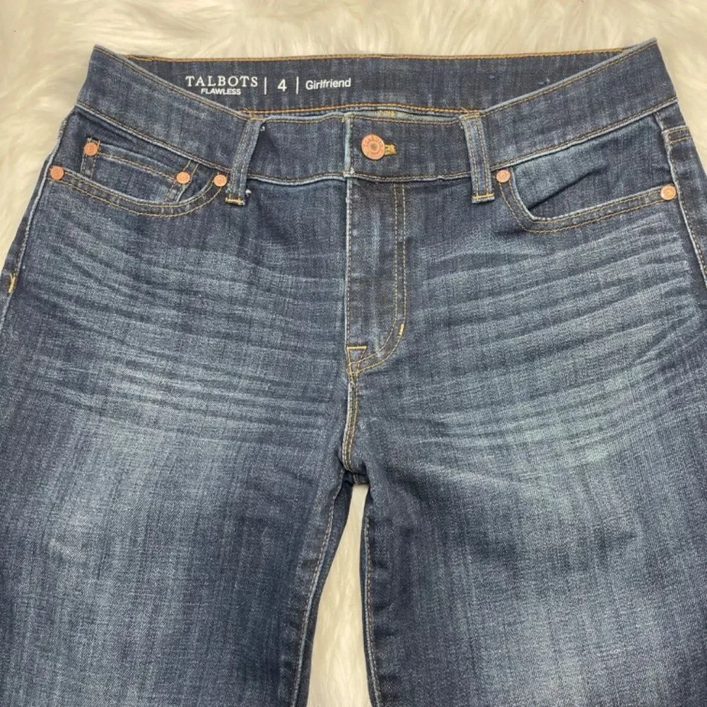 Talbots Flawless Girlfriend High‎ Rise Jeans Dark Wash Sz 4